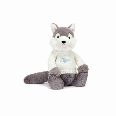 Jellycat Bashful Wolf with Cream Jumper | SA0728439